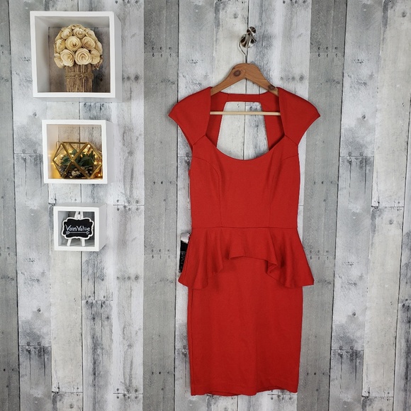 bebe Dresses & Skirts - Bebe | Red Cut Mariah Pepulm Dress